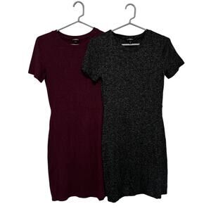 Y2K Express Sweater Dress Women XS Drop Waist Office Classic Burgundy Heather